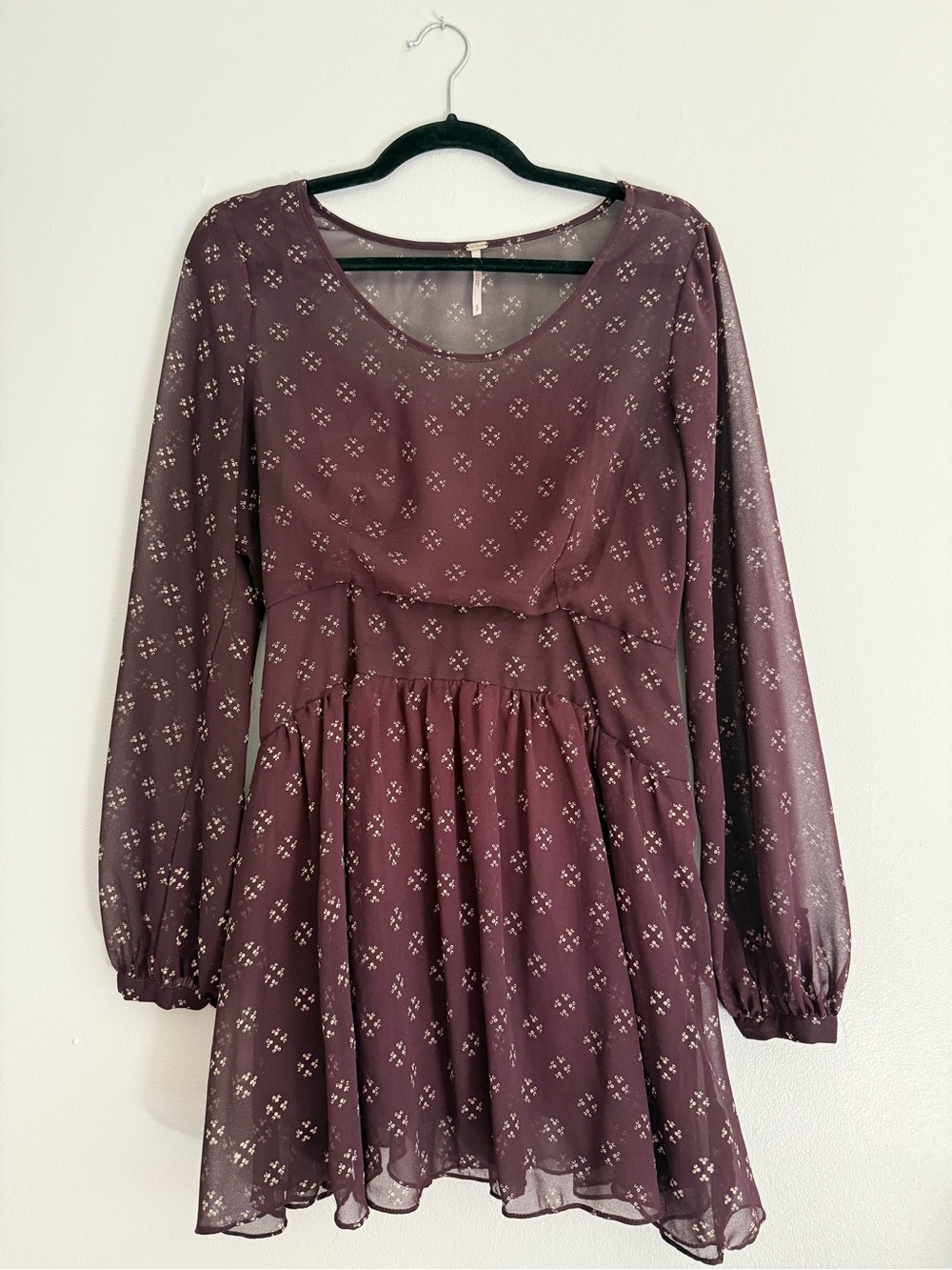Long Sleeve Plum Floral Print Dress